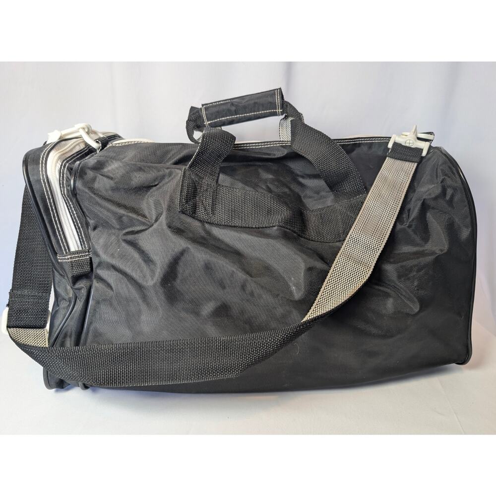 Adidas Duffle Bag Medium Black White Classic Trefoil Gym Workout Sports Strap - Picture 2 of 9